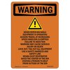 Signmission OSHA WARNING Sign, Never Enter Bin While, 24in X 18in Rigid Plastic, 18" W, 24" L, Portrait OS-WS-P-1824-V-13343